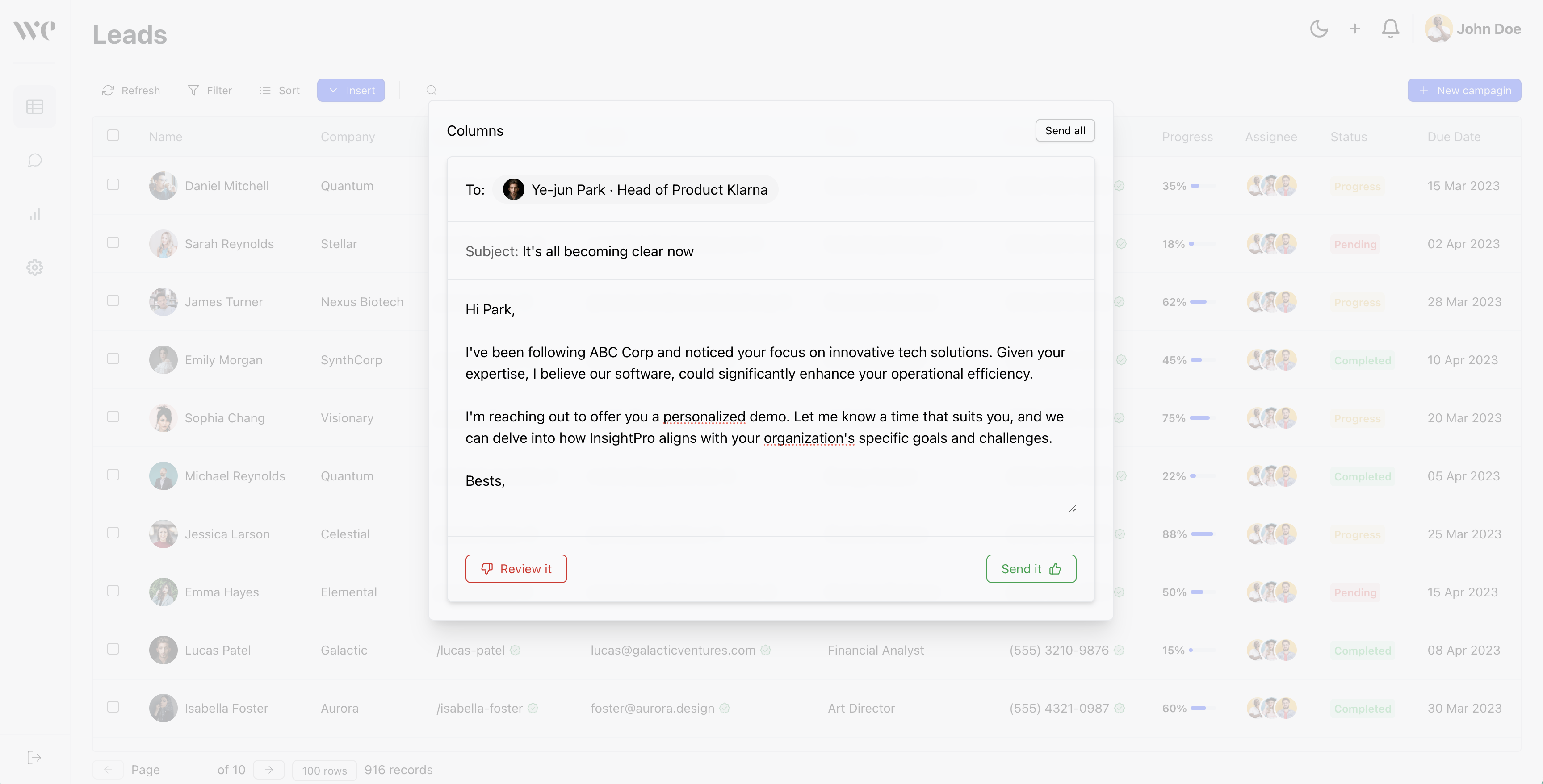 Welabs email screen